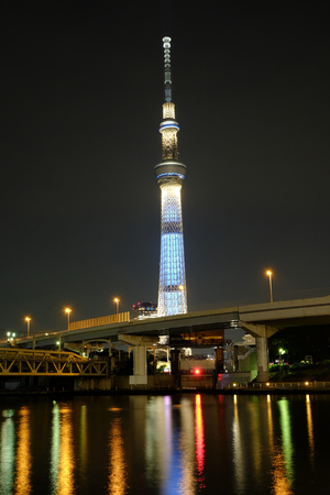 Tokyo skytree at night shot, Tokyo, Japanのeditorial素材
