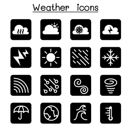 Weather, meteorology & Climate icon setのイラスト素材