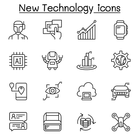 New technology icon set in thin line syleのイラスト素材