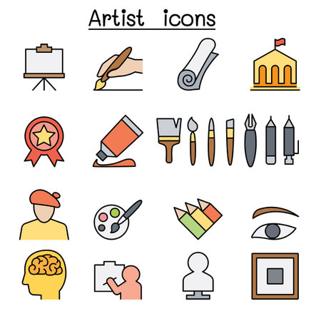 Art color line icon setのイラスト素材