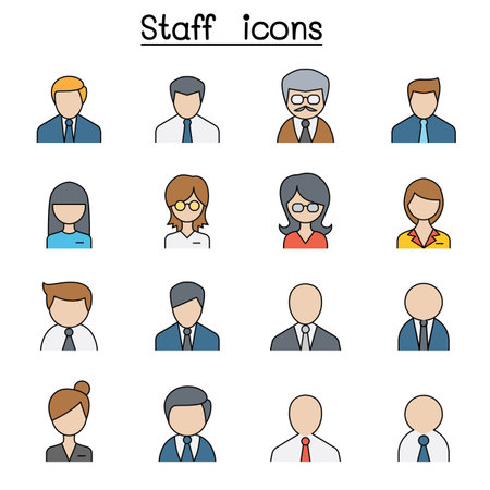Staff color line icon setのイラスト素材