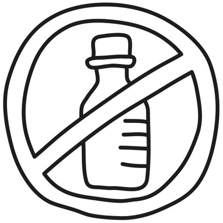 nature conservation concept. No bottled drinks allowed symbol illustration. .hand drawn doodle line styleのイラスト素材