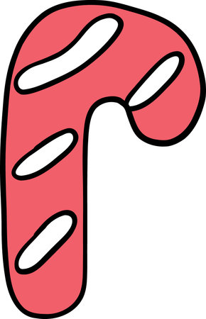 christmas Candy cane illustration with red and white stripes.のイラスト素材
