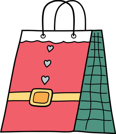 christmas Illustration of a festive shopping bag with a holiday design.のイラスト素材