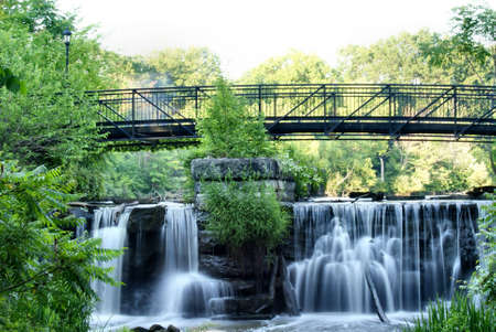 Footbridge Over Fallsの写真素材