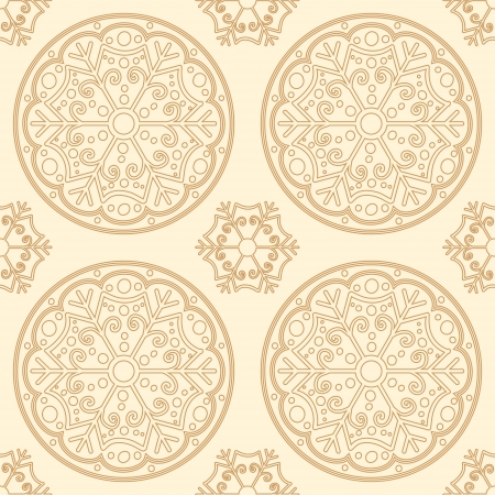 Seamless abstract snowflakes background in golden colorsのイラスト素材