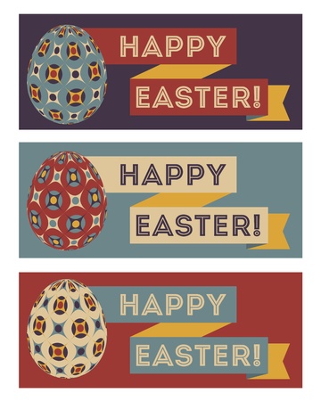 Set of three easter banners in retro colorsのイラスト素材