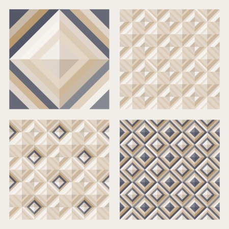 Geometrical pattern in dark gray golden colors, seamless vector background for floor tiles, fashion, design のイラスト素材