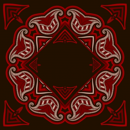 Patterned floor tile in oriental style. Seamless vector background in red and black colors.のイラスト素材