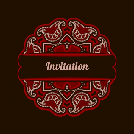 Greeting card with oriental floral pattern and space for text. Vector background in red and black colors.のイラスト素材