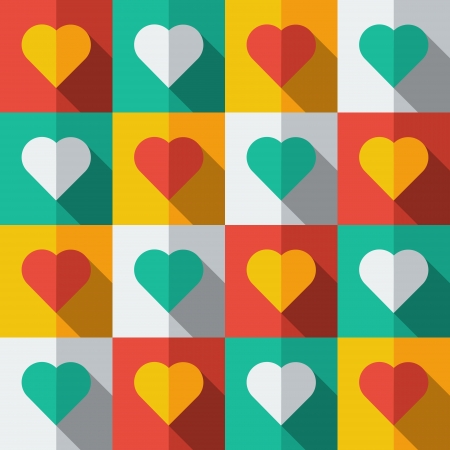 Hearts in flat icon style  Abstract seamlessのイラスト素材