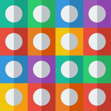 White circles on colorful squares in flat icon style  のイラスト素材