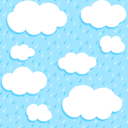 Autumn pattern with white clouds and rain  Seamless vector background のイラスト素材