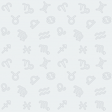 Abstract seamless background with outlined grey Zodiac signs pattern on light のイラスト素材