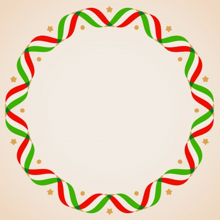 Design elements - round frame with ribbons in italian flag colors  Vector illustration のイラスト素材