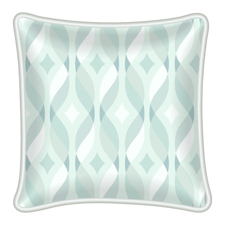 Interior design element  Decorative pillow with patterned pillowcase  tangled teal ribbon and diamonds pattern   のイラスト素材