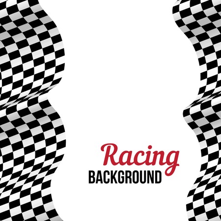 Background with black and white checkered racing flag. Vector illustration.のイラスト素材