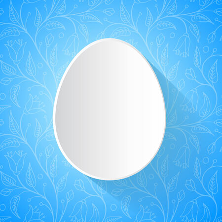 Easter card - white paper cut egg on bright backgroundのイラスト素材