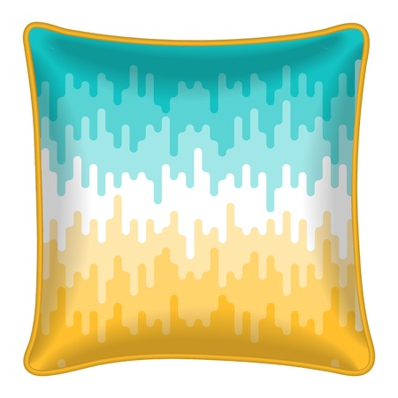 Interior design element - Decorative throw pillow with patterned pillowcase - abstract geometric pattern. Isolated on white. Vector illustration.のイラスト素材