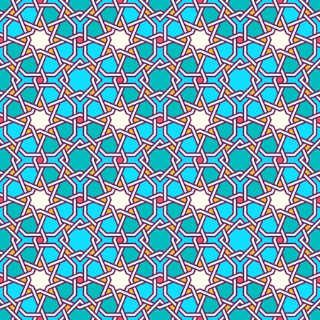 Intricate moorish eastern pattern. Seamless vector background. Plain colors - easy to recolor.