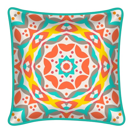Decorative throw pillow with patterned pillowcaseのイラスト素材