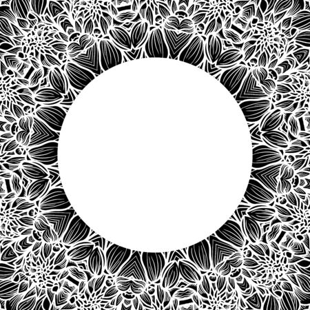 Vintage floral wreath - round frame for your design. Vector illustration.のイラスト素材