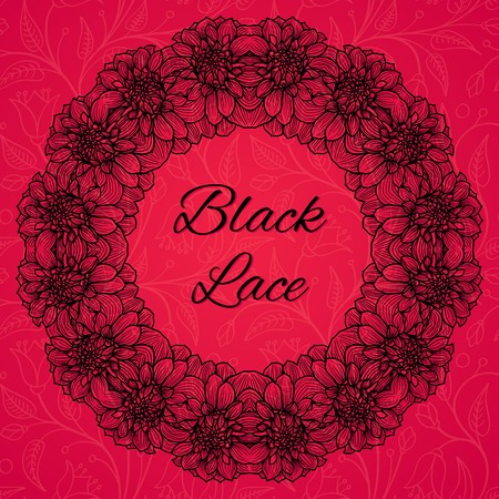 Vintage floral wreath - round frame for your design. Vector illustration.のイラスト素材