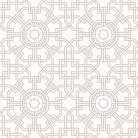 Tangled modern pattern, based on traditional oriental patterns. Seamless vector background. Two colors - easy to recolor.のイラスト素材
