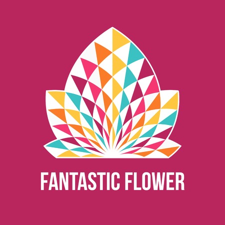 Fantastic geometric flower. Abstract symbol of beauty. Vector illustration.のイラスト素材