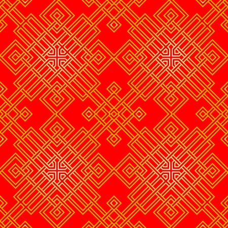 Tangled modern pattern, based on traditional oriental patterns. Seamless vector background. Two colors - easy to recolor.のイラスト素材