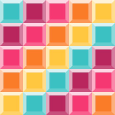 Geometric pattern like a colorful quilt with diamond shaped figures. Perfect for party desing. Colorful abstract vector backgroundのイラスト素材