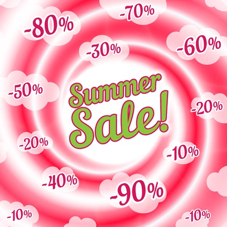 Summer sale swirl. Bright background with words - summer sale. Vector illustration.のイラスト素材