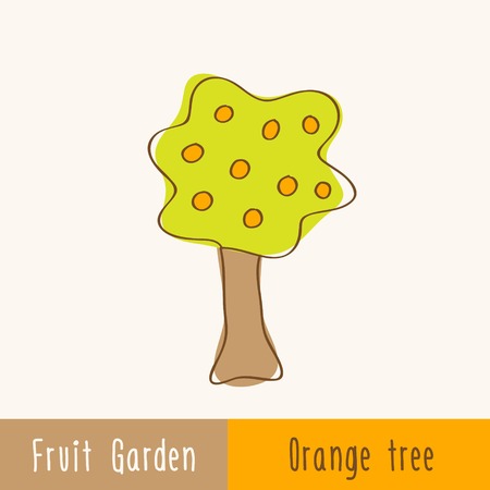 Garden fruit trees - single tree - hand-drawn doodles. Vector illustration.のイラスト素材