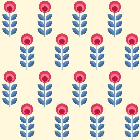 Scandinavian folk style flowers - seamless floral pattern based on traditional folk ornaments. Vector illustration.のイラスト素材