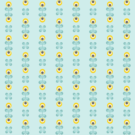 Floral pattern with abstract scandinavian geometric flowers -  pattern based on traditional  folk ornaments. Seamless background. Vector illustration.のイラスト素材