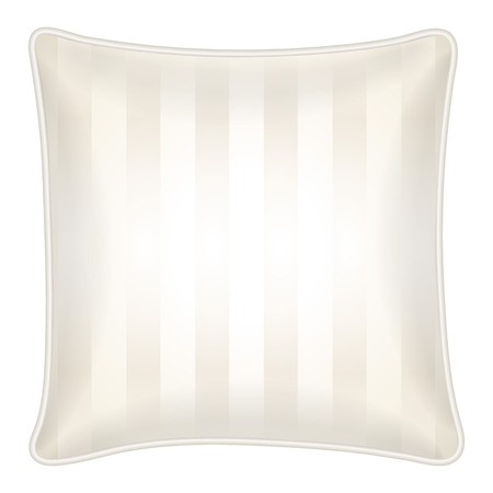 Interior design element  Decorative throw pillow with beige striped pillowcase. Isolated on white. Vector illustration.のイラスト素材