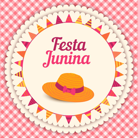 Festa Junina illustration  traditional Brazil june festival party  Midsummer holiday. Vector illustration.のイラスト素材
