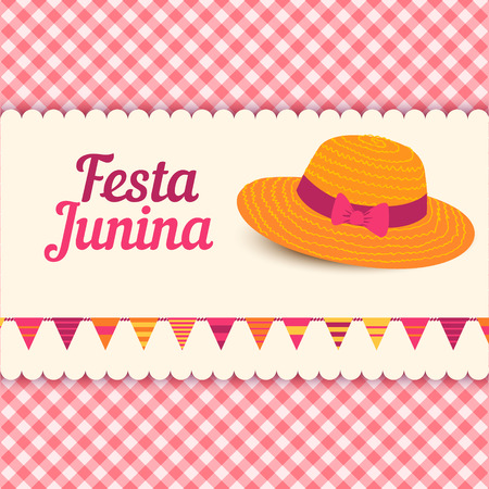 Festa Junina illustration  traditional Brazil june festival party  Midsummer holiday. Vector illustration.のイラスト素材
