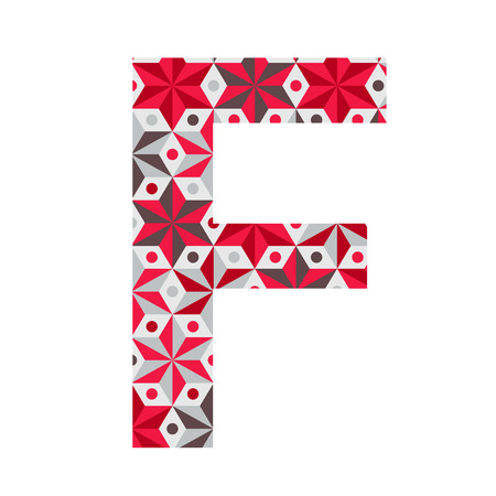 One patterned letter F. Full patterned alphabet, ABC - see in my portfolio. Vector illustration.のイラスト素材