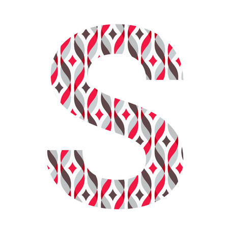 One patterned letter S. Full patterned alphabet, ABC - see in my portfolio. Vector illustration.のイラスト素材