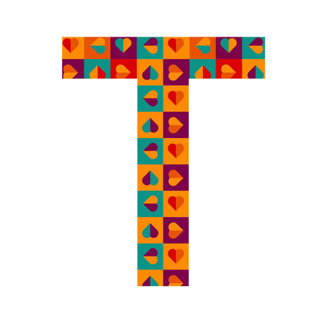 One patterned letter T. Full patterned alphabet, ABC - see in my portfolio. Vector illustration.のイラスト素材