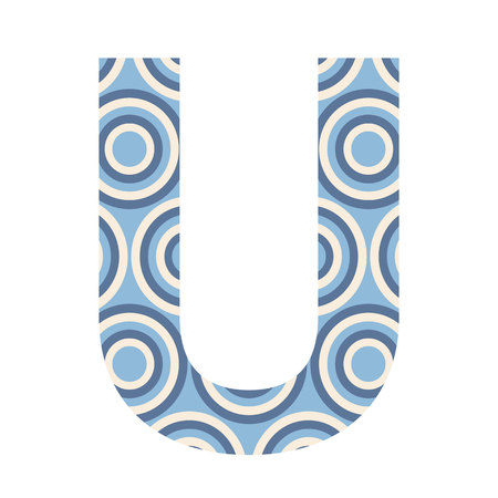One patterned letter U. Full patterned alphabet, ABC - see in my portfolio. Vector illustration.のイラスト素材