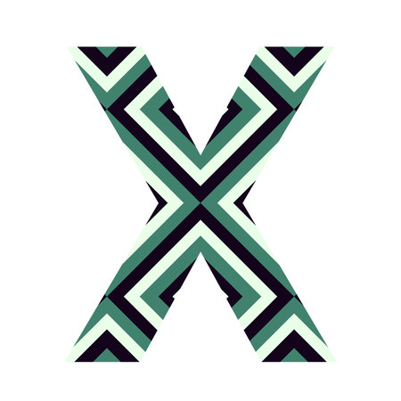 One patterned letter X. Full patterned alphabet, ABC - see in my portfolio. Vector illustration.のイラスト素材