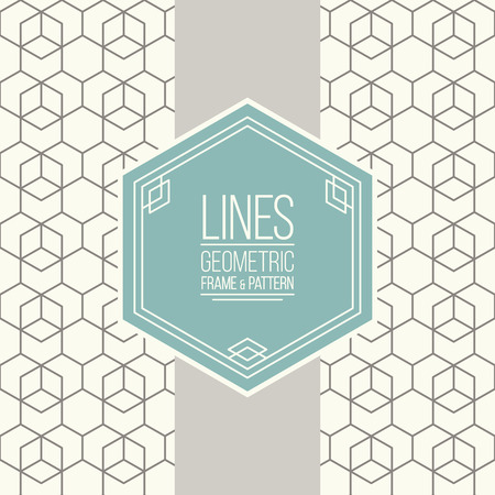 Geometric linear pattern and monoline frame. Vintage colors. Seamless abstract vector background.のイラスト素材