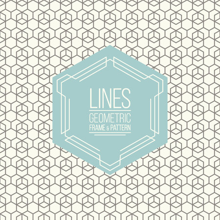 Geometric linear pattern and monoline frame. Vintage colors. Seamless abstract vector background.のイラスト素材