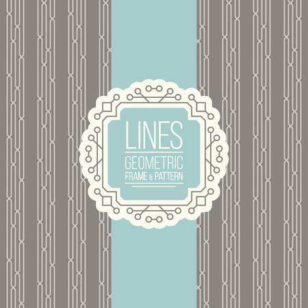 Geometric linear pattern and monoline frame. Vintage colors. Seamless abstract vector background.のイラスト素材