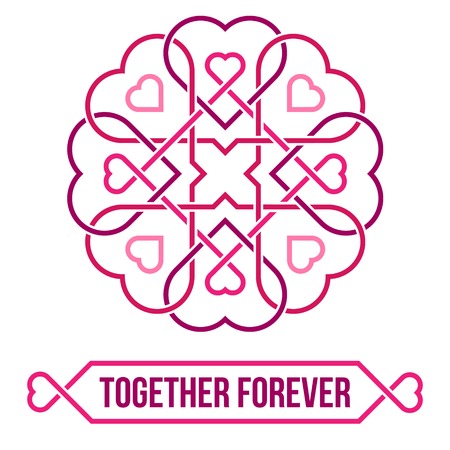 Many united hearts - friendship, love and charity concept. Vector illustration.のイラスト素材