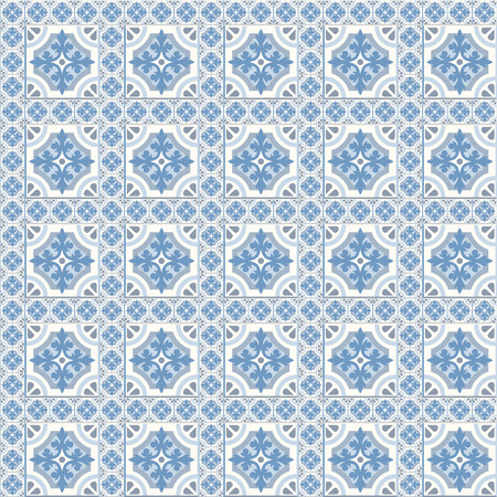 Floor tiles - seamless vintage pattern with cement tiles. Seamless vector background. Vector illustration.のイラスト素材