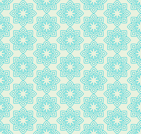 Abstract floral pattern. Geometric flowers in seamless vector pattern. Pattern with abstract flowers in oriental arabesque style. Seamless vector background.のイラスト素材