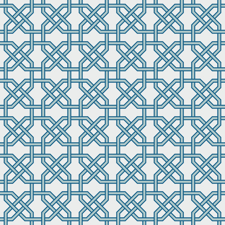 Entwined modern pattern, based on traditional oriental arabic patterns. Seamless vector background. Easy to recolor. Arabesque geometric pattern. Traditional Islam pattern.のイラスト素材